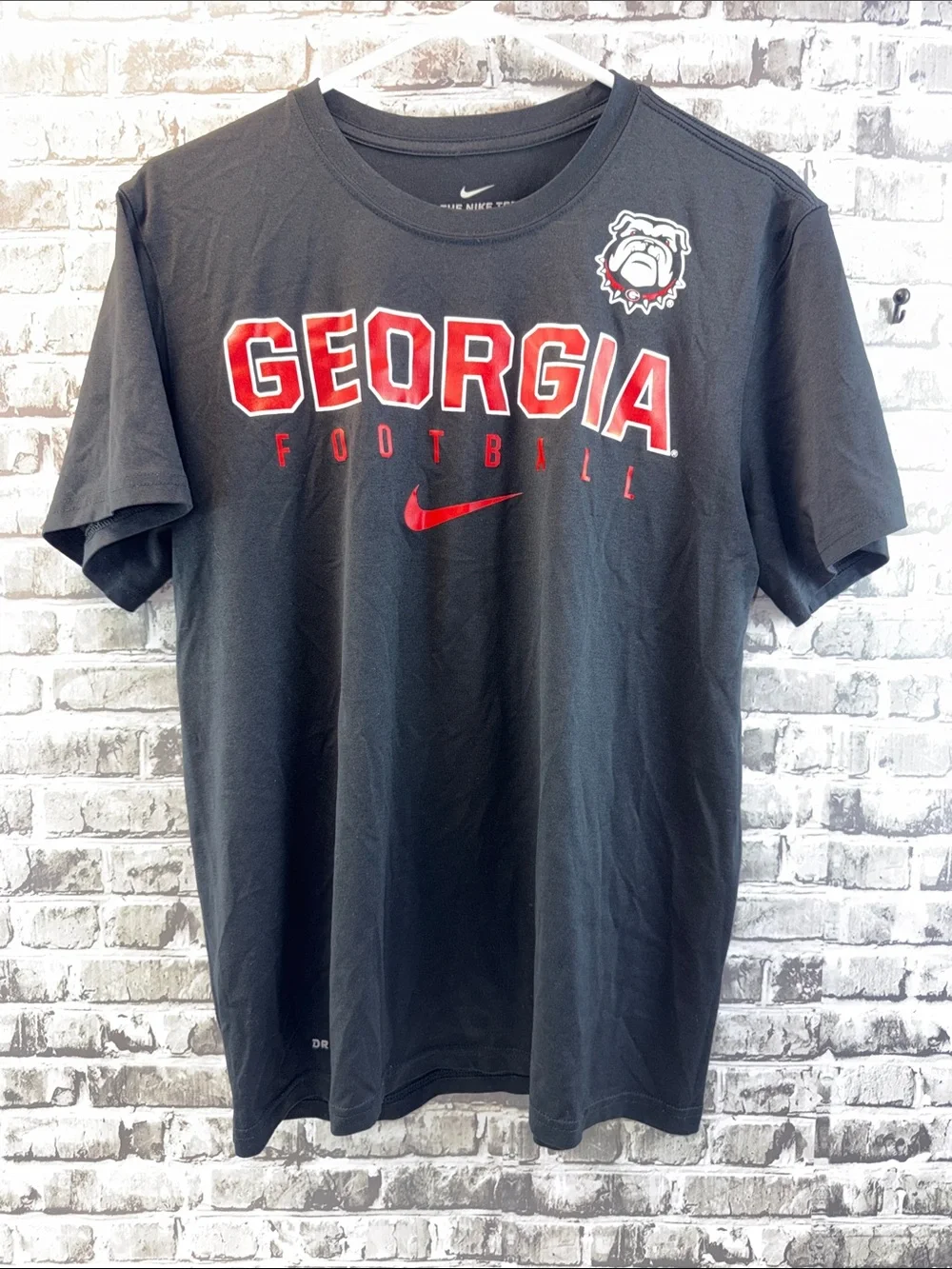 Nike Black Georgia Bulldogs Football T-Shirt with Red Graphics